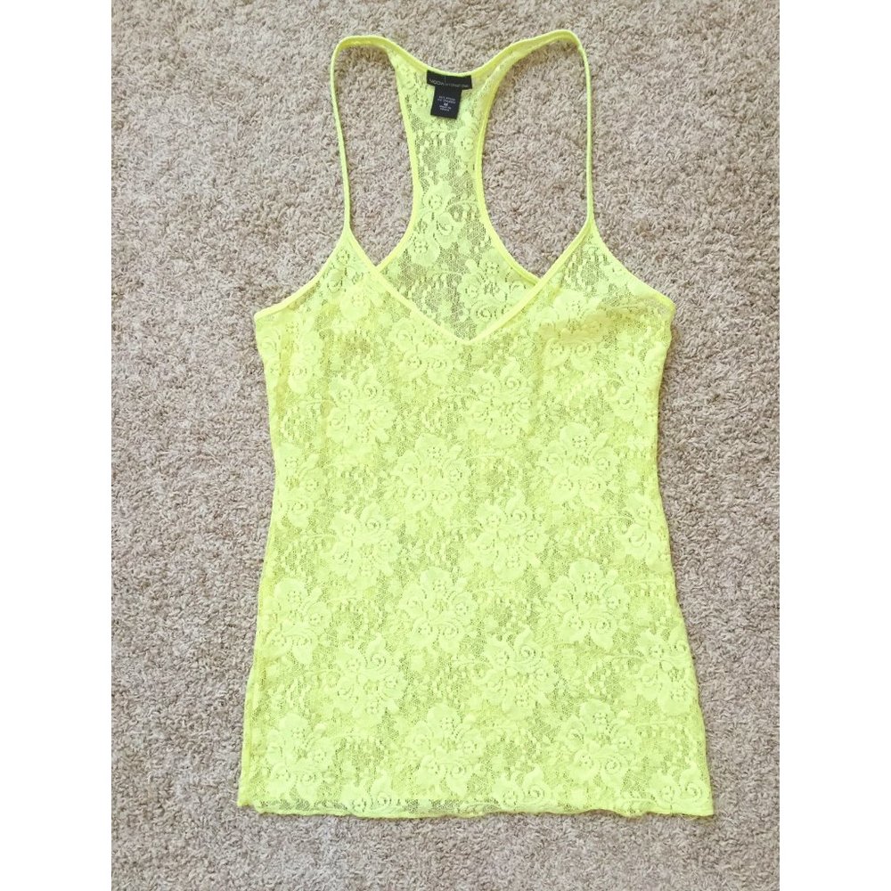 Neon Yellow Stretch Lace Tank
